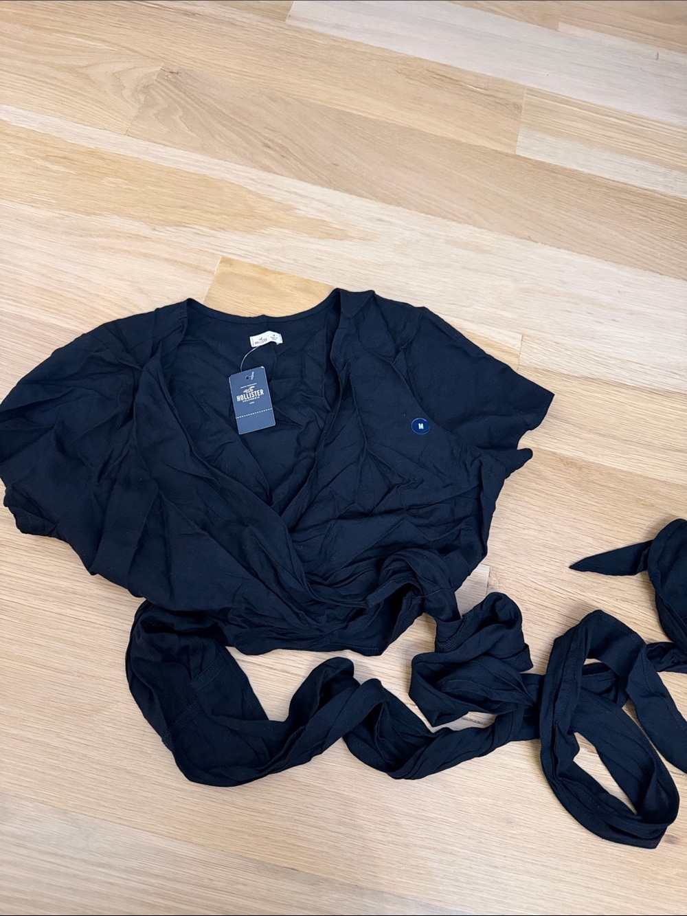 Hollister Black Wrap Tie Crop Top